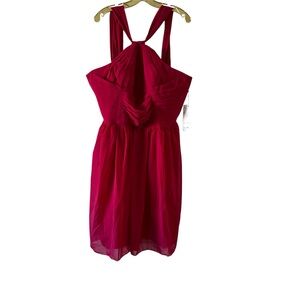Love Wedding Berry Red Halter Neck Bridesmaid Dress Size 18 NWT